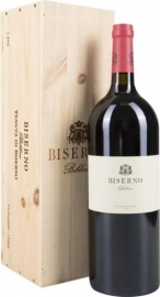 Biserno Toskana IGT 1,5L Magnum 2007, Tenuta di Biserno - Intensiv funkelndes Schwarzrot mit violetten Reflexen. In der Nase sehr dicht und extrem vielschichtig. Dunkle Beeren, Pflaumen, Schokolade und Tabak mit einem Hauch Kokos und Vanille. Im Gaumen wuchtig und sehr k�rperre...